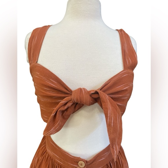 Free People Caldasi Midi Dress Tie & Button Front Bronze Size XS - Picture 4 of 7